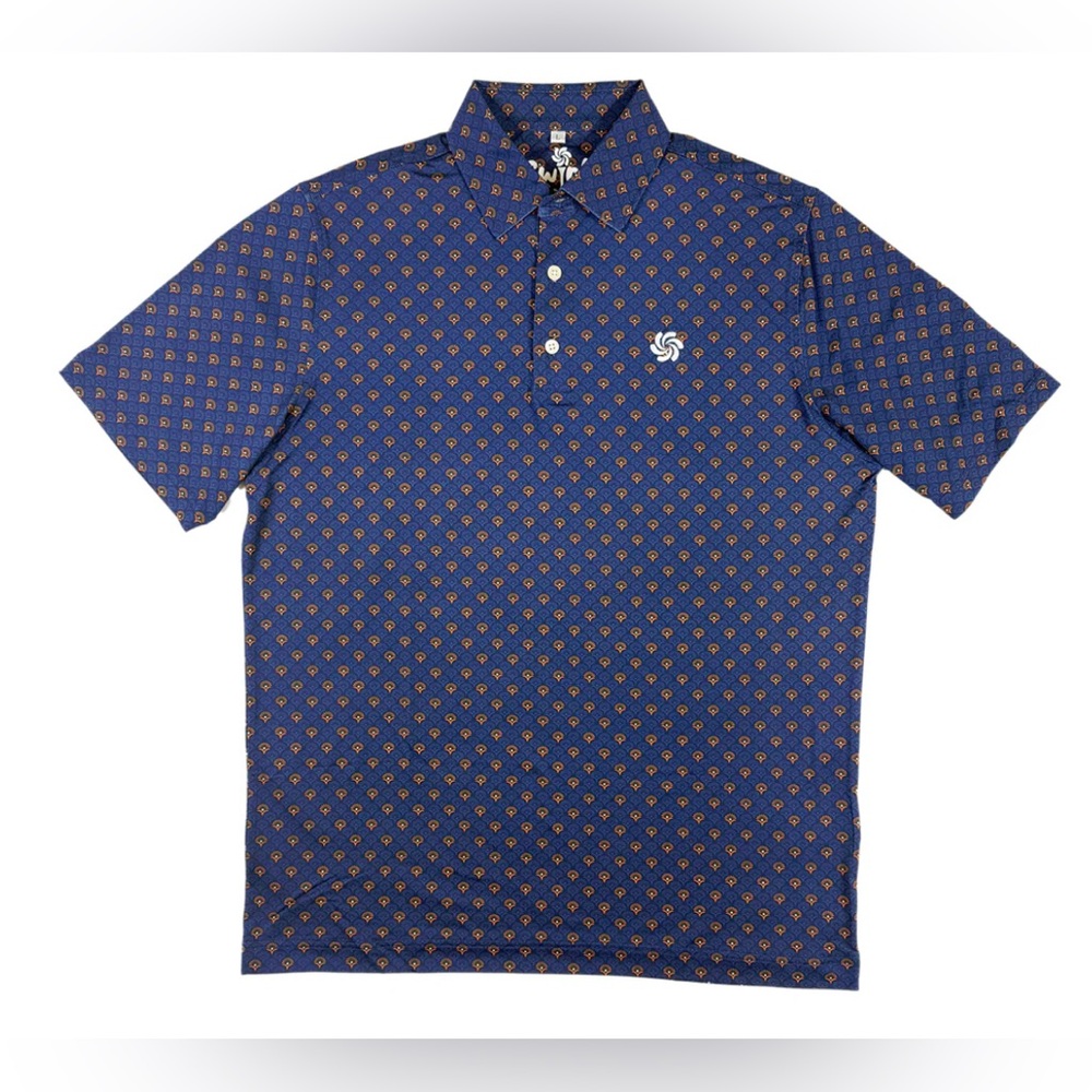 Swirlo JAPANESE FLORAL men’s golf shirt preowned blue excellent size X2 BLUE